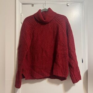 Red knit Abercrombie turtleneck sweater